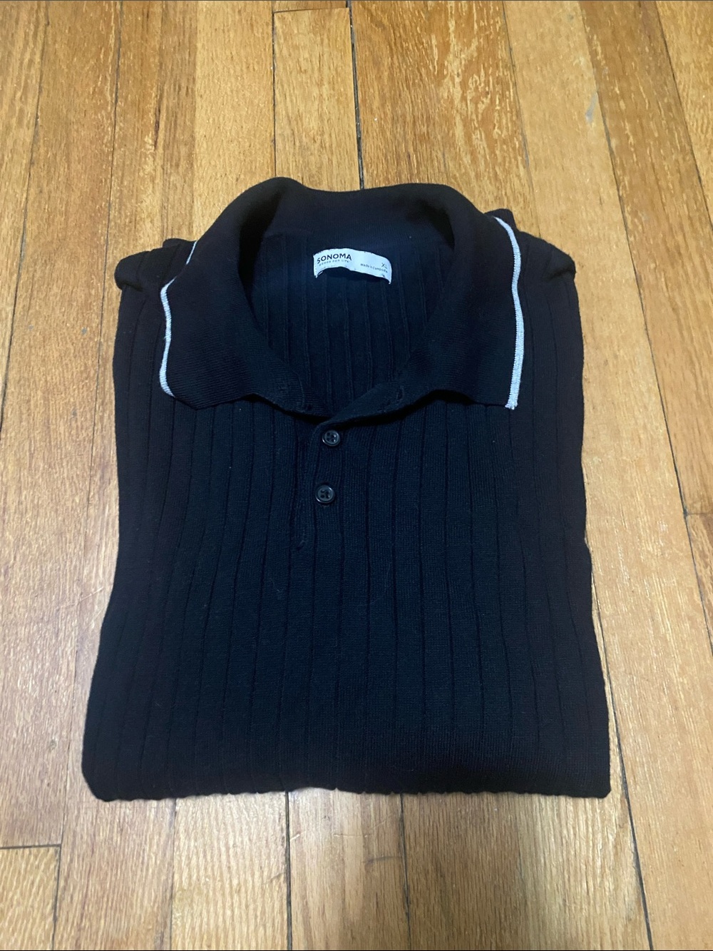 Sonoma Black Polo with White Piping